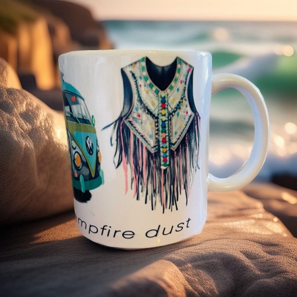 Camping Themed Charity Donation Mug. (Wanderlust and Campfire Dust)