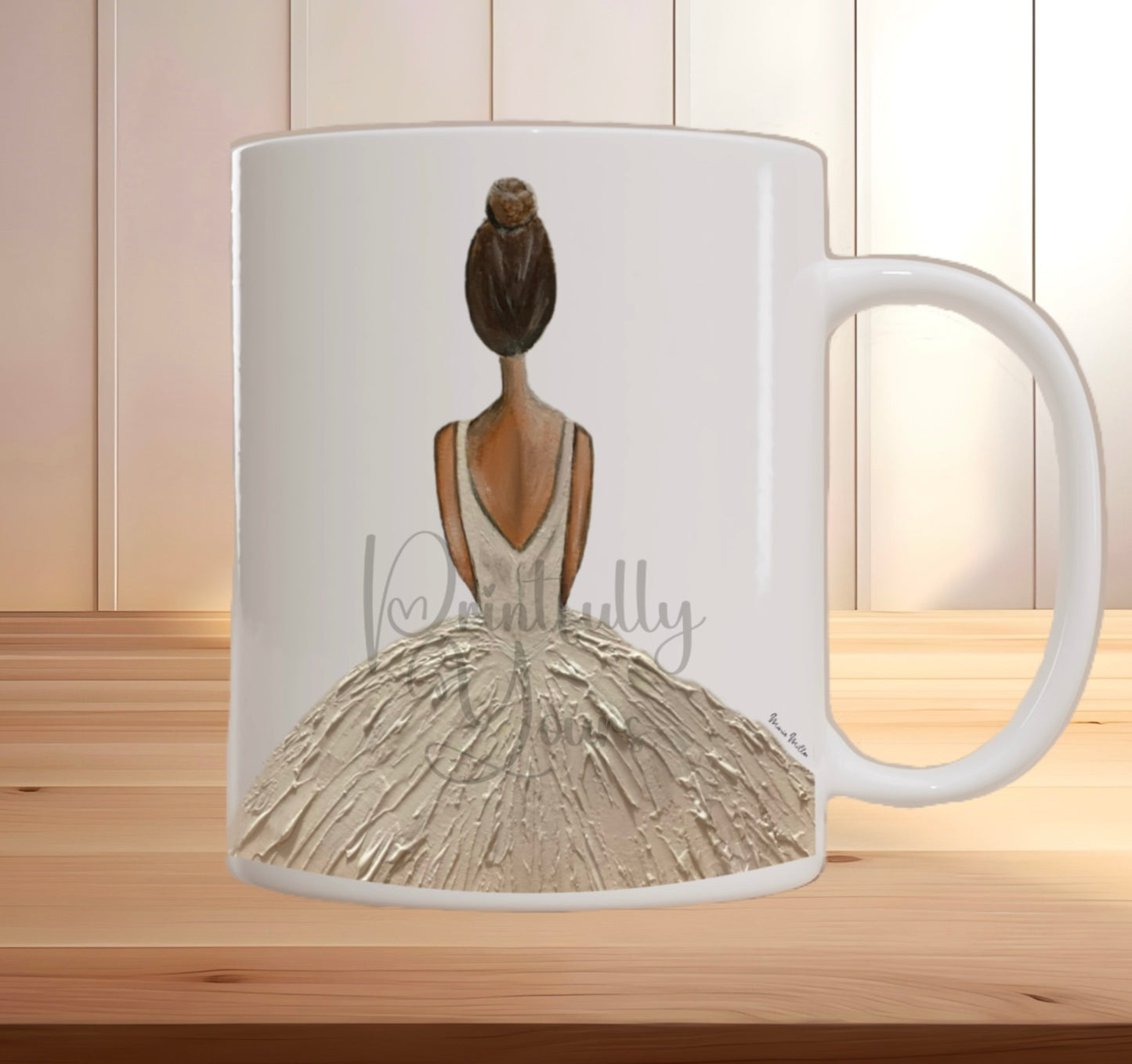 Elegant Ballerina Textured Art Mug – Signed by the Artist