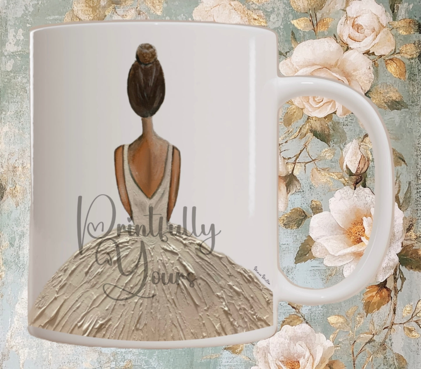 Elegant Ballerina Textured Art Mug – Signed by the Artist